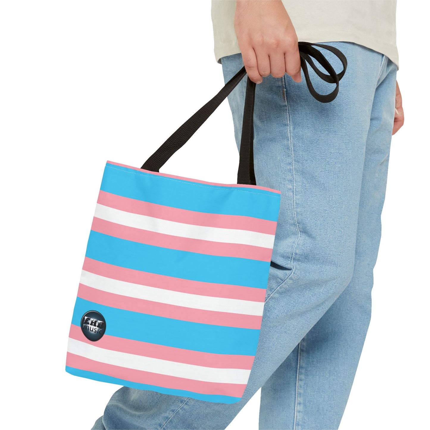 EHB Music Trans Pride Tote Bag, Eco-Friendly Grocery Tote, Casual Beach Bag, LGBTQ+ Supportive Accessories, Pride Celebration Gift